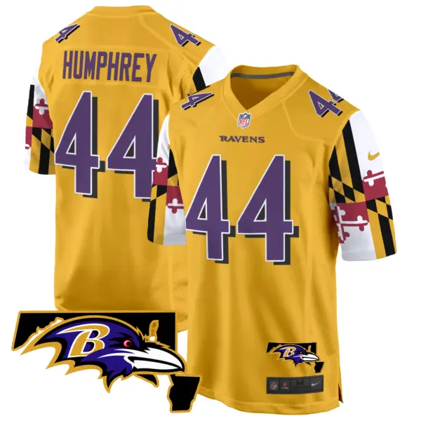 Mens Baltimore Ravens Maryland Flag Game Jersey Marlon Humphrey Jersey Gold