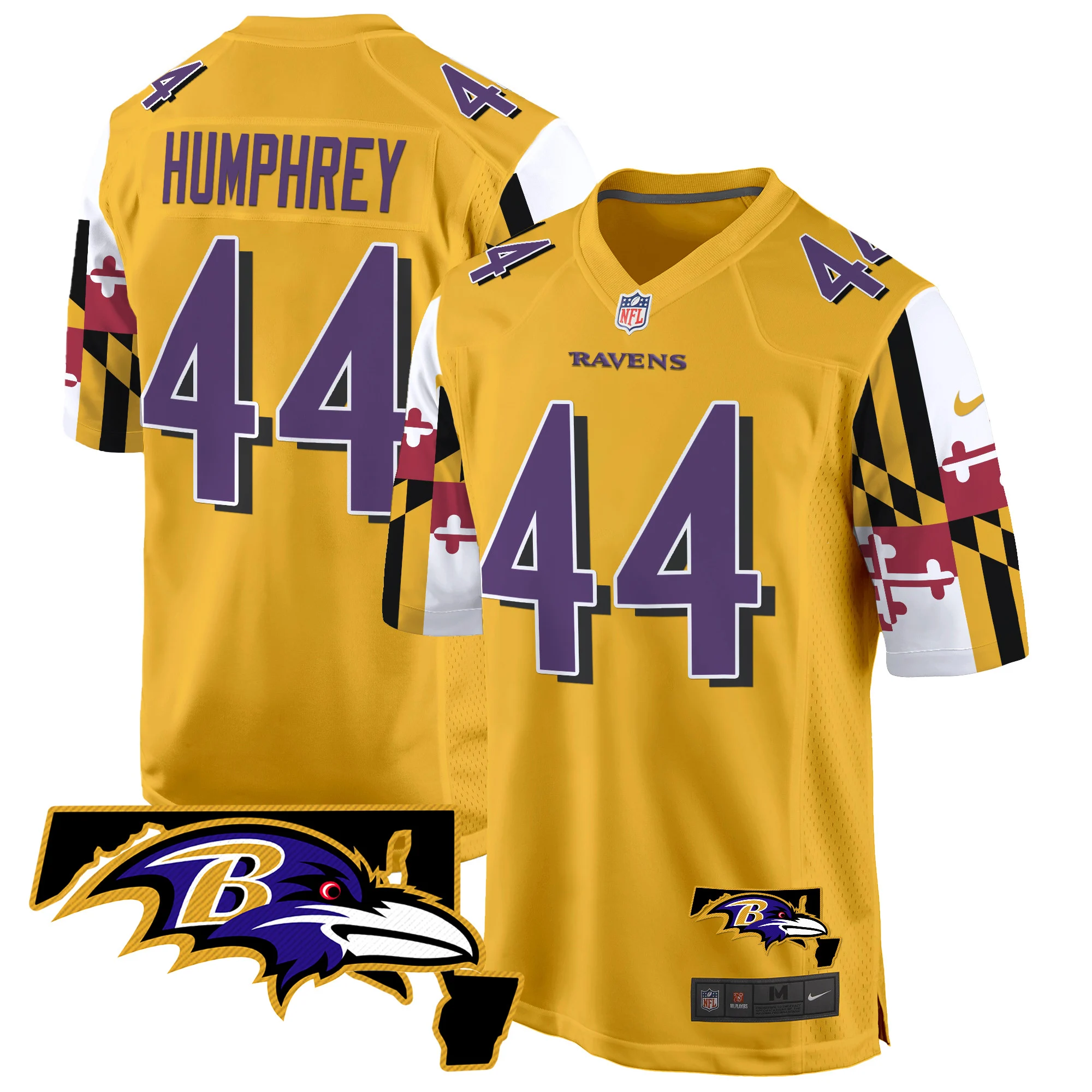 Mens Baltimore Ravens Maryland Flag Game Jersey Marlon Humphrey Jersey Gold