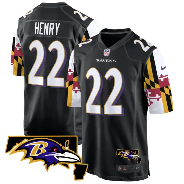 Mens Baltimore Ravens Maryland Flag Game Jersey Derrick Henry Jersey Black