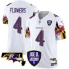 Mens Baltimore Ravens Joe D Jacoby Patch Vapor Limited Jersey V2 Zay Flowers Jersey White