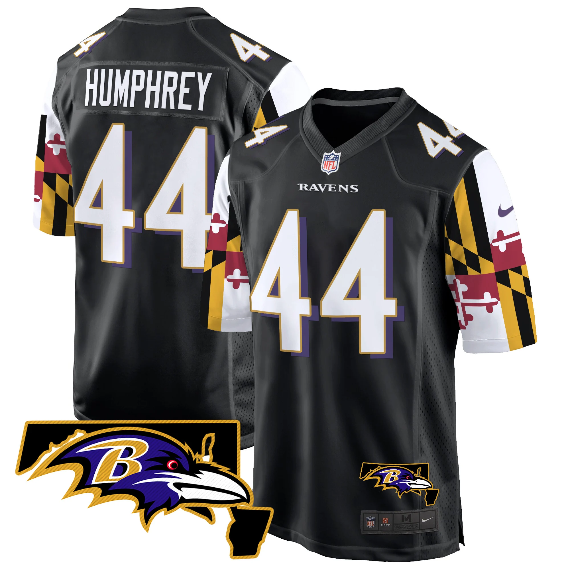 Mens Baltimore Ravens Maryland Flag Game Jersey Marlon Humphrey Jersey Black