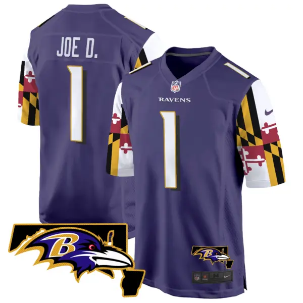 Mens Baltimore Ravens Maryland Flag Game Jersey Joe D Jersey Purple