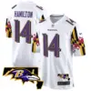 Mens Baltimore Ravens Maryland Flag Game Jersey Kyle Hamilton Jersey White