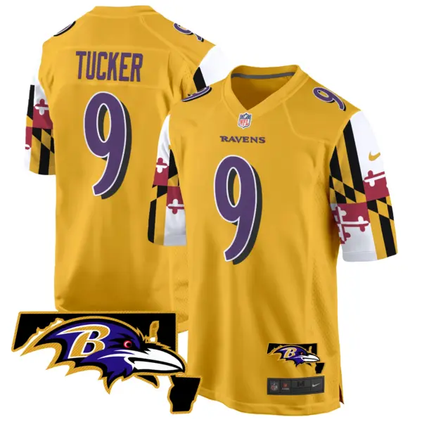 Mens Baltimore Ravens Maryland Flag Game Jersey Justin Tucker Jersey Gold