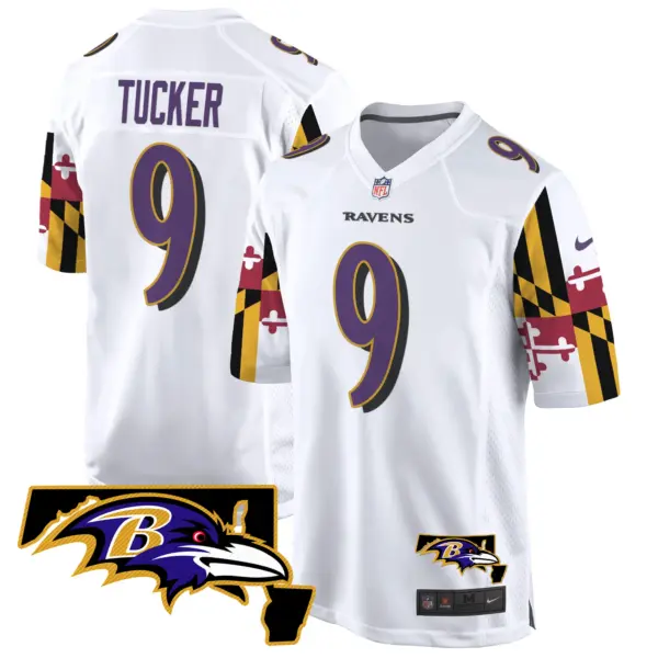 Mens Baltimore Ravens Maryland Flag Game Jersey Justin Tucker Jersey White