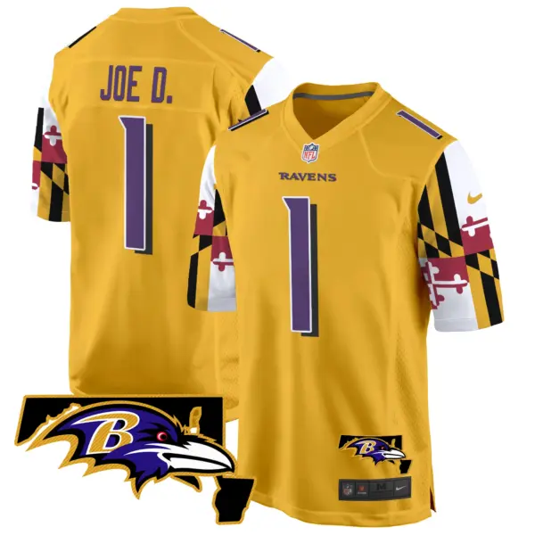 Mens Baltimore Ravens Maryland Flag Game Jersey Joe D Jersey Gold