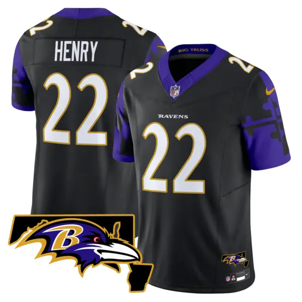 Mens Baltimore Ravens Maryland Flag Map Patch Vapor Limited Jersey Derrick Henry Jersey Black