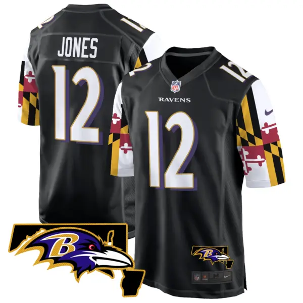 Mens Baltimore Ravens Maryland Flag Game Jersey Jacoby Jones Jersey Black
