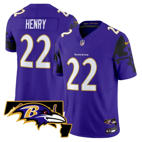 Mens Baltimore Ravens Maryland Flag Map Patch Vapor Limited Jersey Derrick Henry Jersey Purple