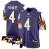 Mens Baltimore Ravens Maryland Flag Game Jersey Zay Flowers Jersey Purple