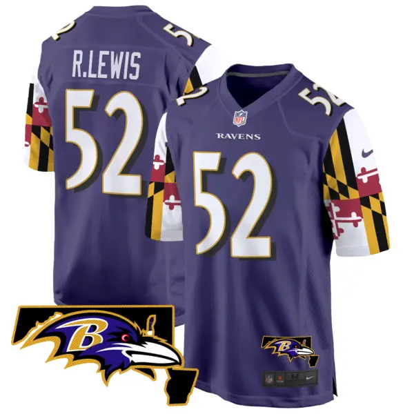 Mens Baltimore Ravens Maryland Flag Game Jersey Ray Lewis Jersey Purple