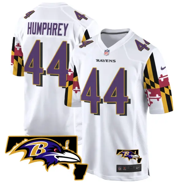 Mens Baltimore Ravens Maryland Flag Game Jersey Marlon Humphrey Jersey White