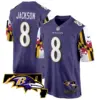 Mens Baltimore Ravens Maryland Flag Game Jersey Lamar Jackson Jersey Purple