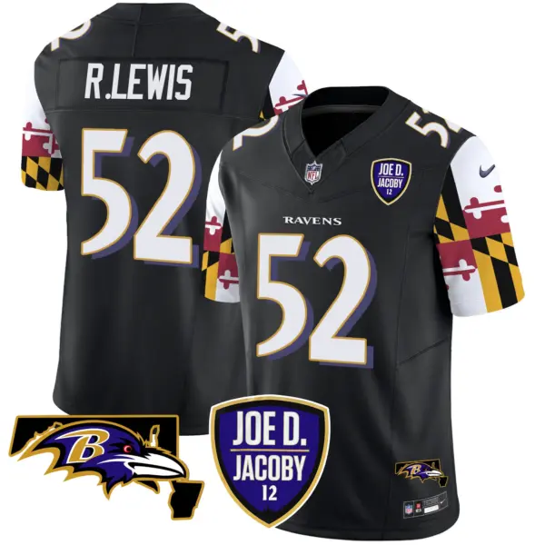 Mens Baltimore Ravens Joe D Jacoby Patch Vapor Limited Jersey V2 Ray Lewis Jersey Black