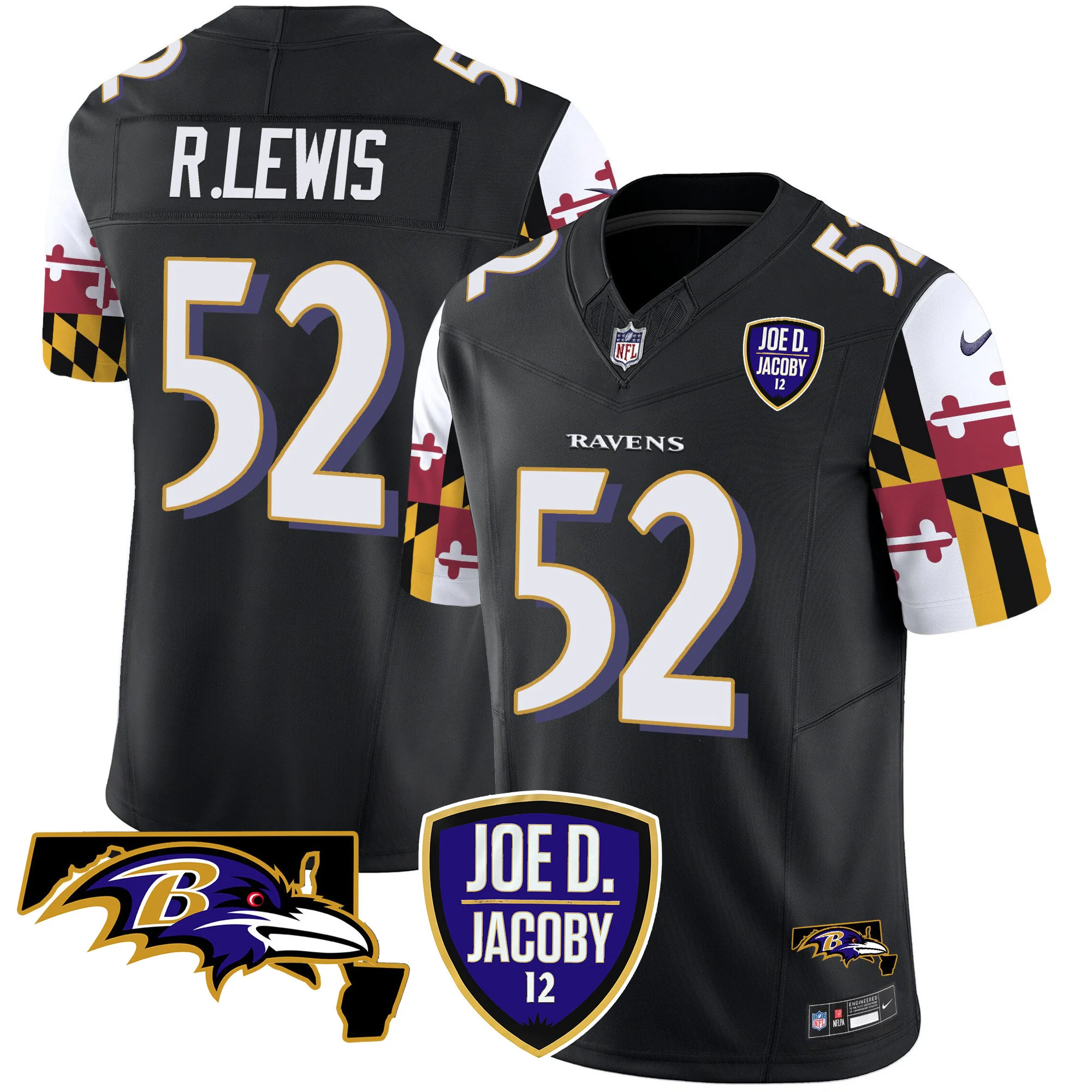 Mens Baltimore Ravens Joe D Jacoby Patch Vapor Limited Jersey V2 Ray Lewis Jersey Black