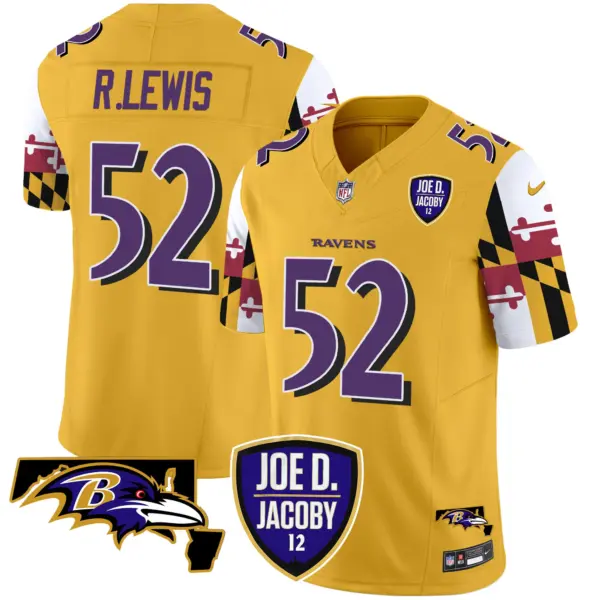 Mens Baltimore Ravens Joe D Jacoby Patch Vapor Limited Jersey V2 Ray Lewis Jersey Gold