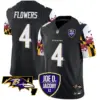 Mens Baltimore Ravens Joe D Jacoby Patch Vapor Limited Jersey V2 Zay Flowers Jersey Black