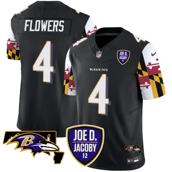 Mens Baltimore Ravens Joe D Jacoby Patch Vapor Limited Jersey V2 Zay Flowers Jersey Black