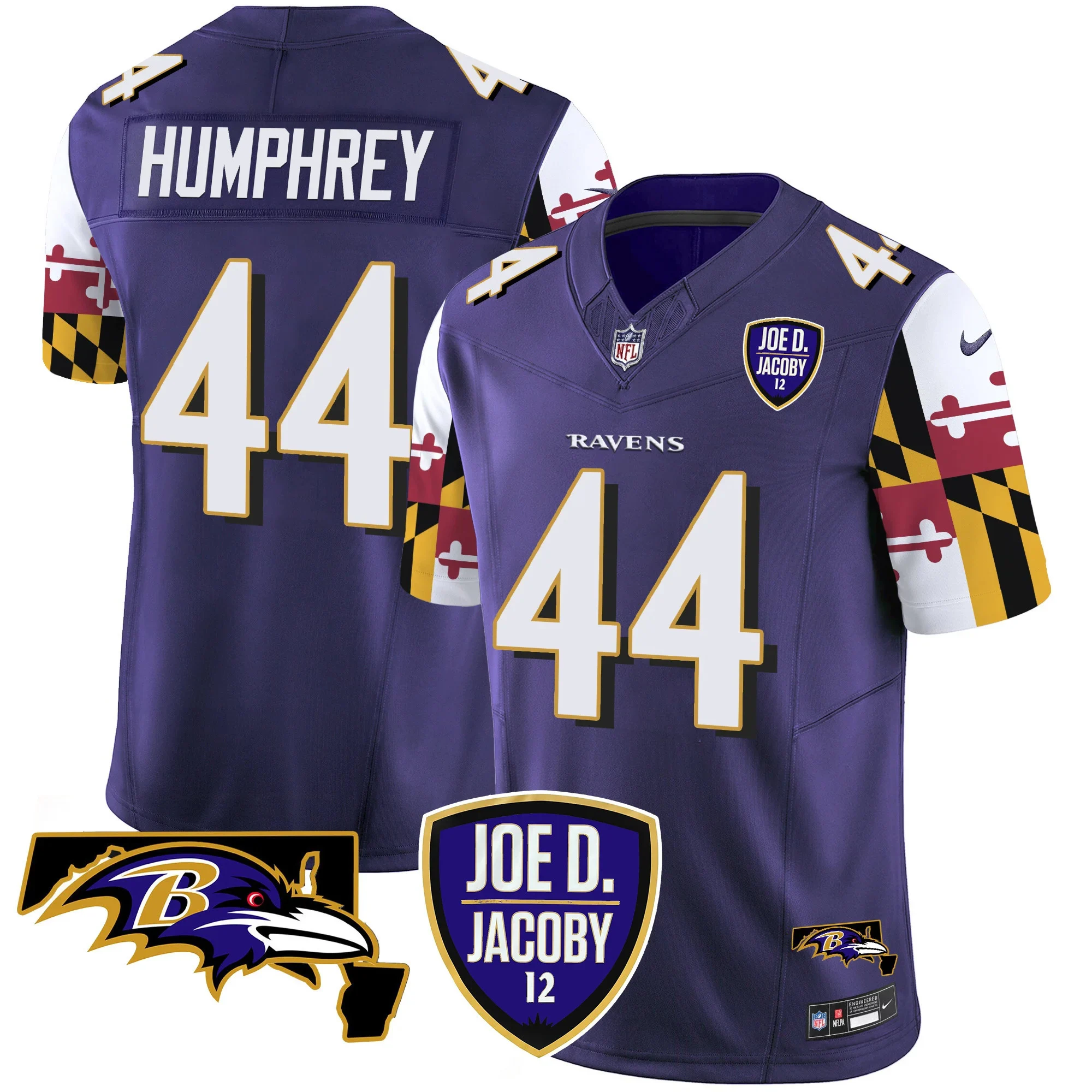 Mens Baltimore Ravens Joe D Jacoby Patch Vapor Limited Jersey V2 Marlon Humphrey Jersey Purple