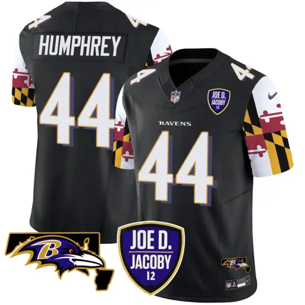 Mens Baltimore Ravens Joe D Jacoby Patch Vapor Limited Jersey V2 Marlon Humphrey Jersey Black