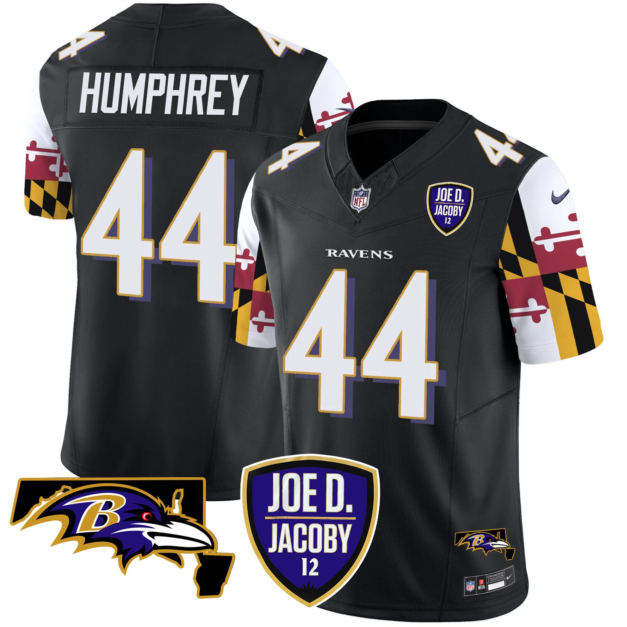 Mens Baltimore Ravens Joe D Jacoby Patch Vapor Limited Jersey V2 Marlon Humphrey Jersey Black
