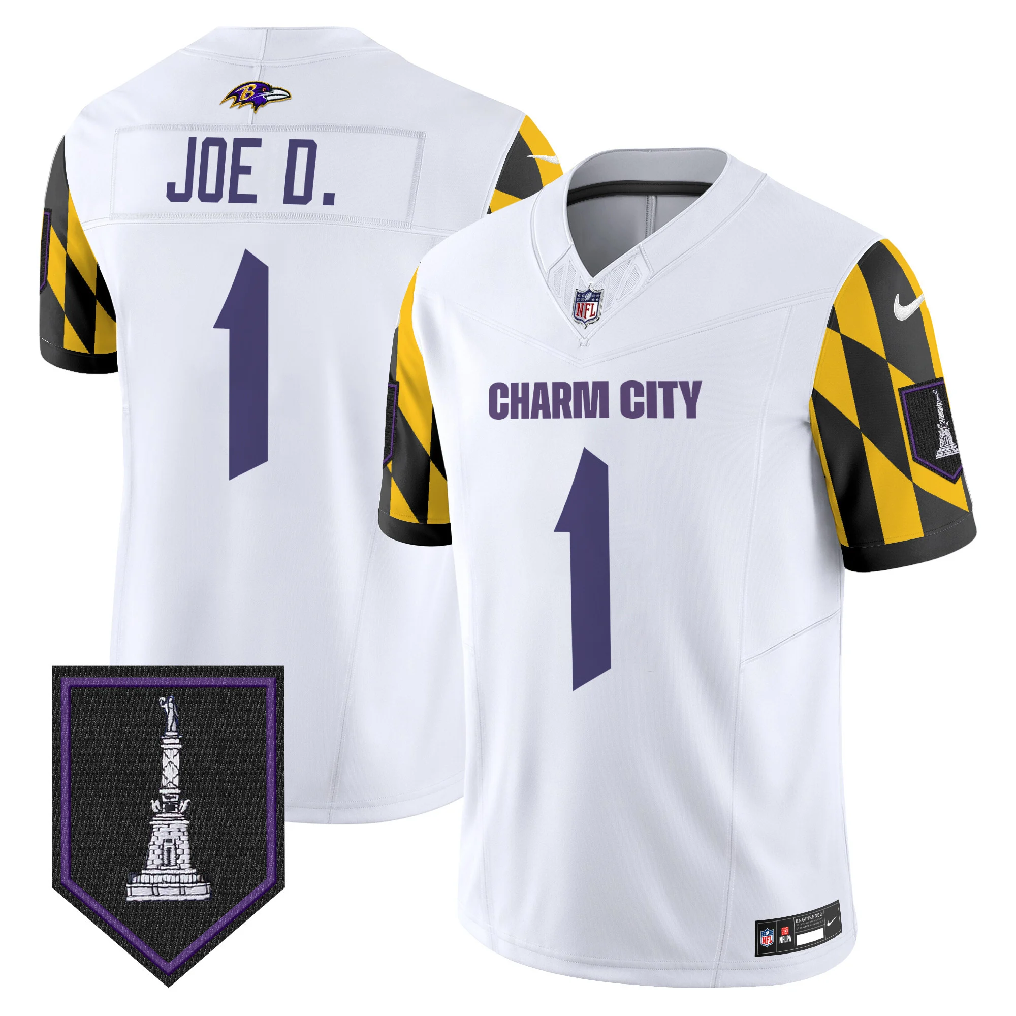 Mens Baltimore Ravens City Edition Patch Vapor Limited Jersey Joe D Jersey White