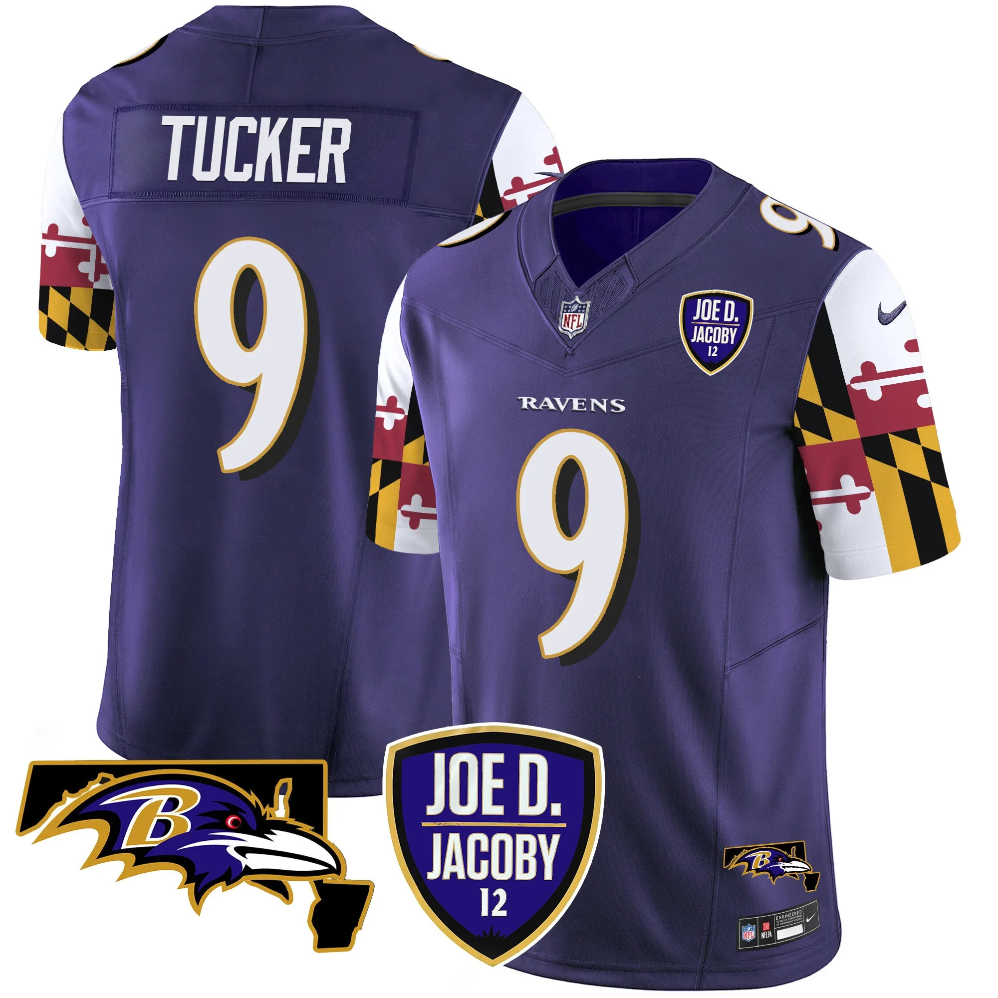 Mens Baltimore Ravens Joe D Jacoby Patch Vapor Limited Jersey V2 Justin Tucker Jersey Purple