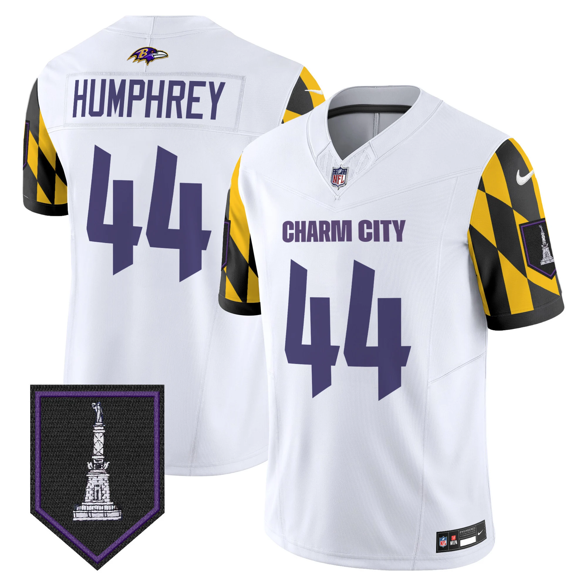 Mens Baltimore Ravens City Edition Patch Vapor Limited Jersey Marlon Humphrey Jersey White
