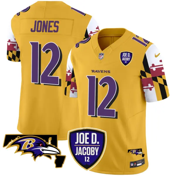 Mens Baltimore Ravens Joe D Jacoby Patch Vapor Limited Jersey V2 Jacoby Jones Jersey Gold