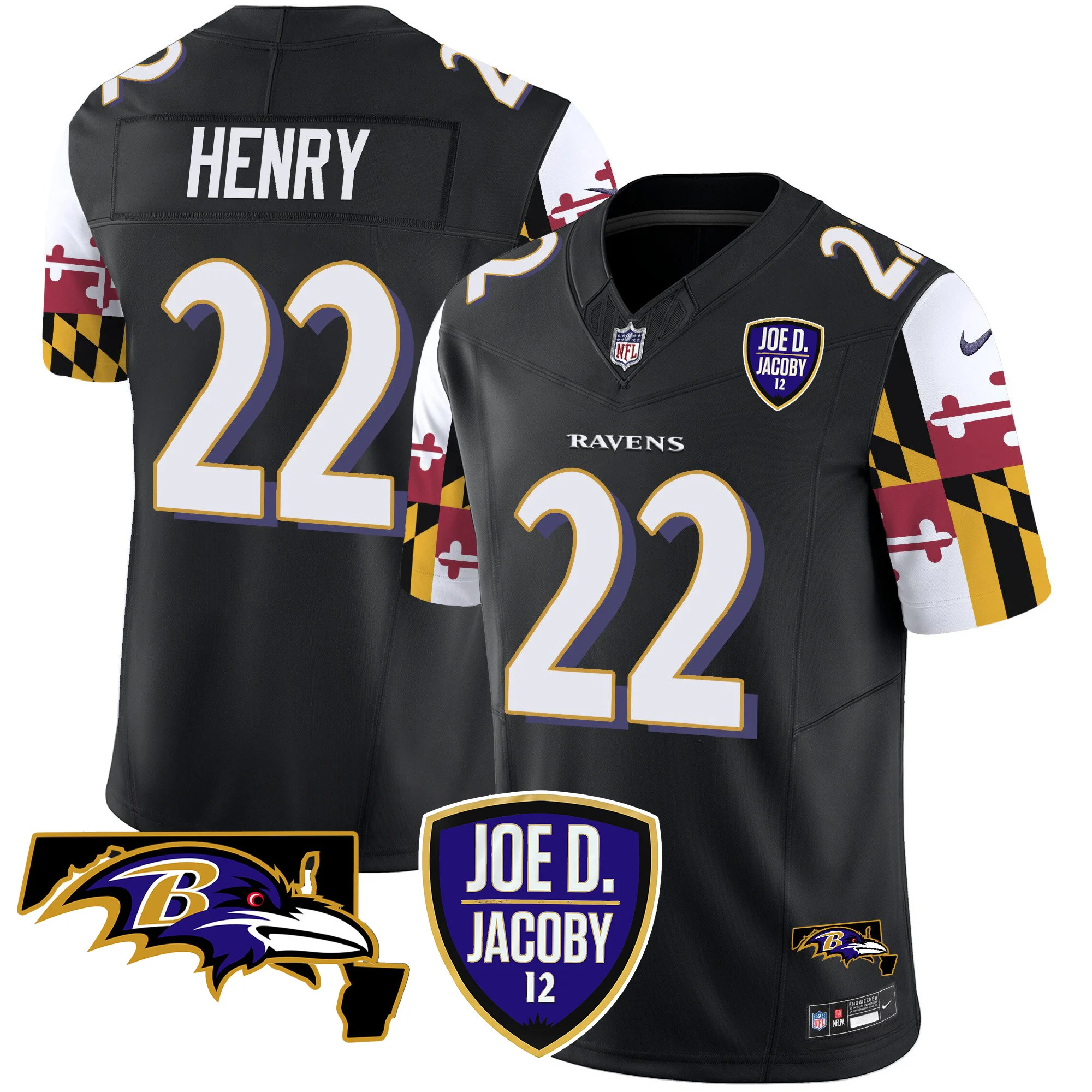 Mens Baltimore Ravens Joe D Jacoby Patch Vapor Limited Jersey V2 Derrick Henry Jersey Black
