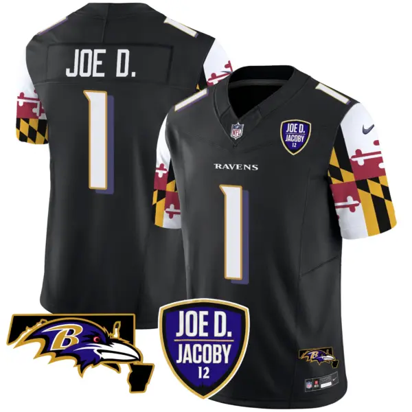 Mens Baltimore Ravens Joe D Jacoby Patch Vapor Limited Jersey V2 Joe D Jersey Black