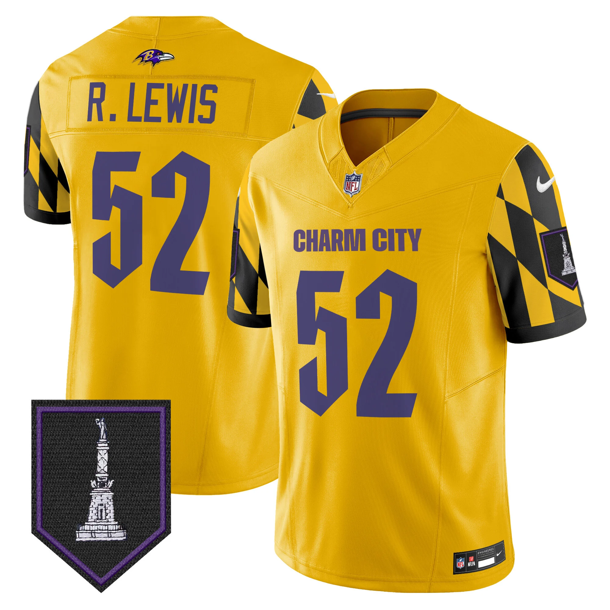 Mens Baltimore Ravens City Edition Patch Vapor Limited Jersey Ray Lewis Jersey Gold