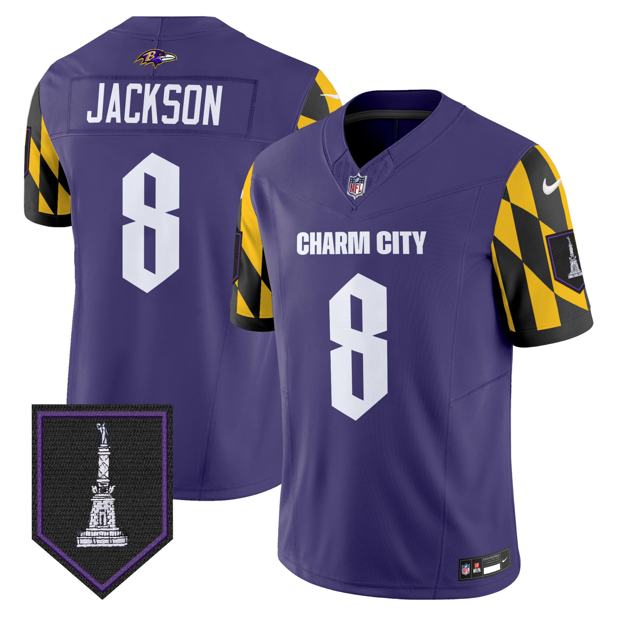 Mens Baltimore Ravens City Edition Patch Vapor Limited Jersey Lamar Jackson Jersey Purple
