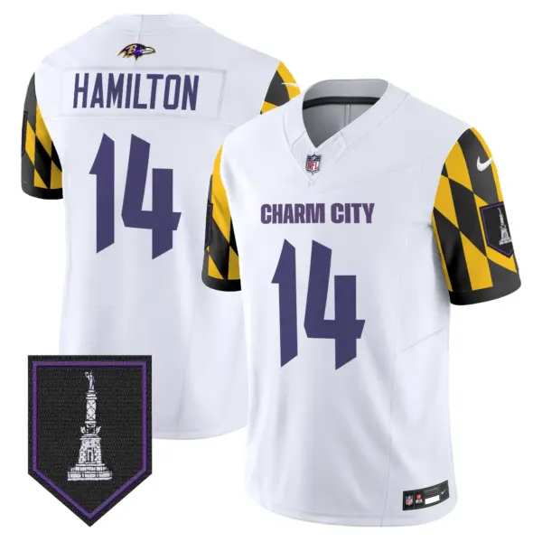 Mens Baltimore Ravens City Edition Patch Vapor Limited Jersey Kyle Hamilton Jersey White