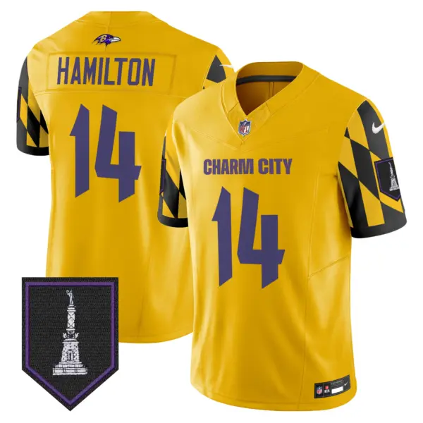Mens Baltimore Ravens City Edition Patch Vapor Limited Jersey Kyle Hamilton Jersey Gold