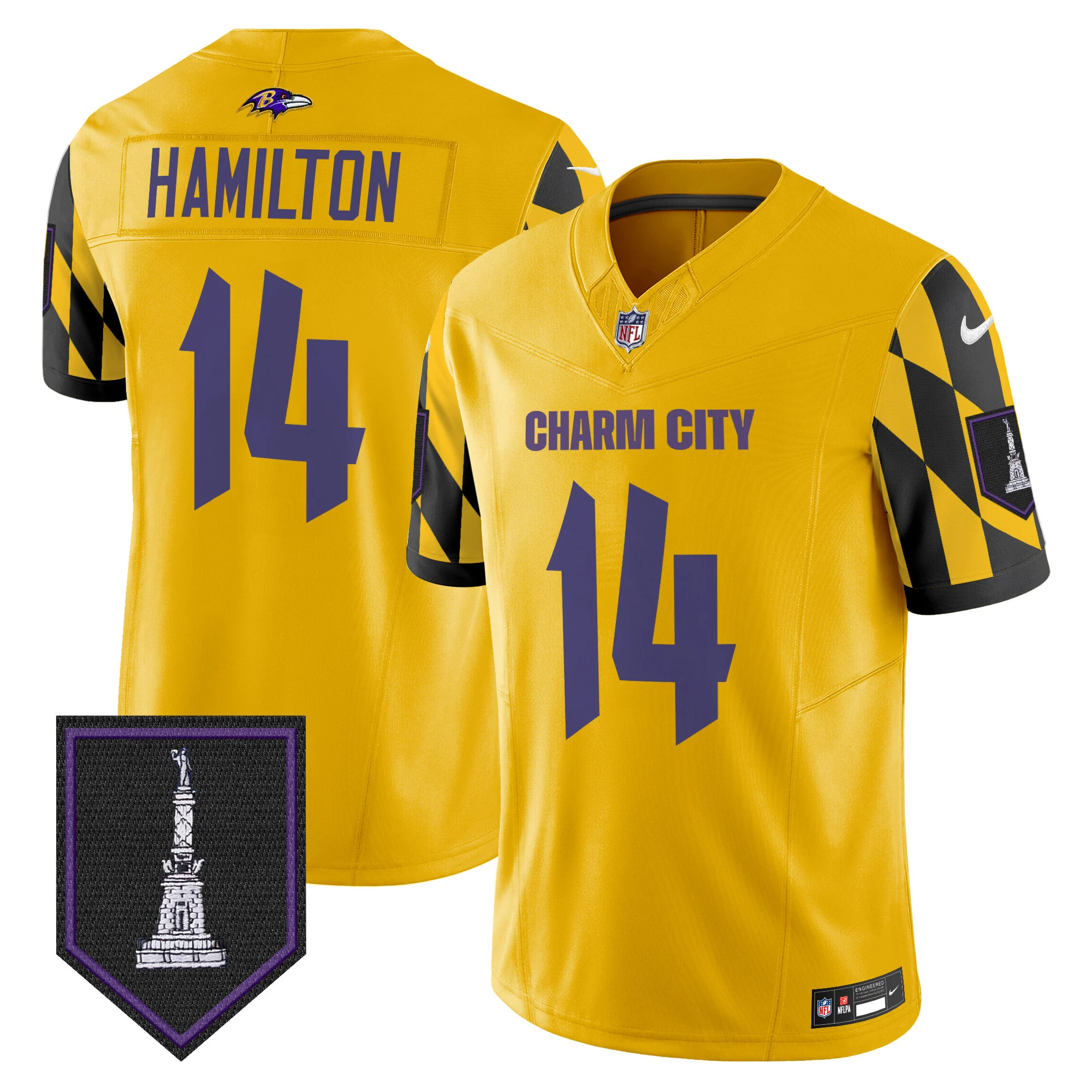 Mens Baltimore Ravens City Edition Patch Vapor Limited Jersey Kyle Hamilton Jersey Gold