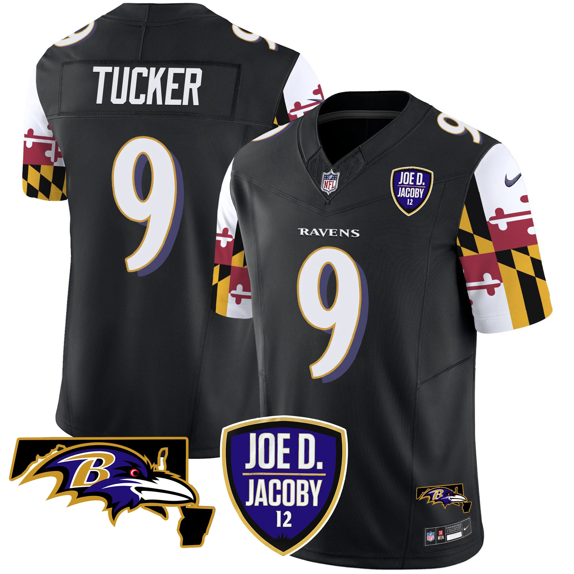 Mens Baltimore Ravens Joe D Jacoby Patch Vapor Limited Jersey V2 Justin Tucker Jersey Black