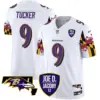 Mens Baltimore Ravens Joe D Jacoby Patch Vapor Limited Jersey V2 Justin Tucker Jersey White