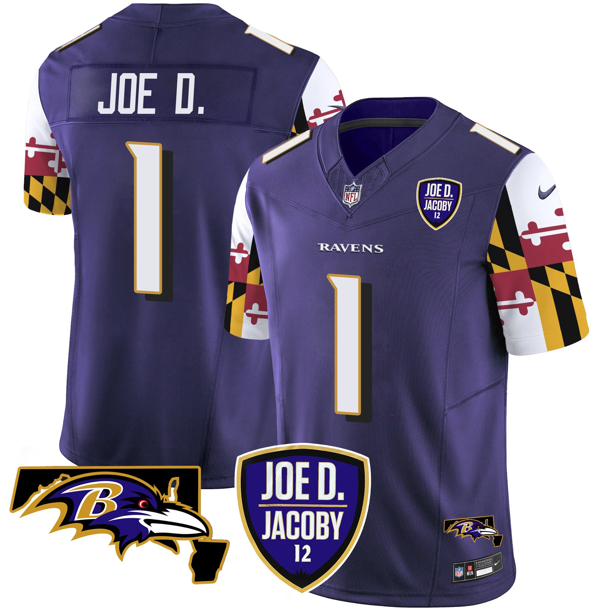 Mens Baltimore Ravens Joe D Jacoby Patch Vapor Limited Jersey V2 Joe D Jersey Purple