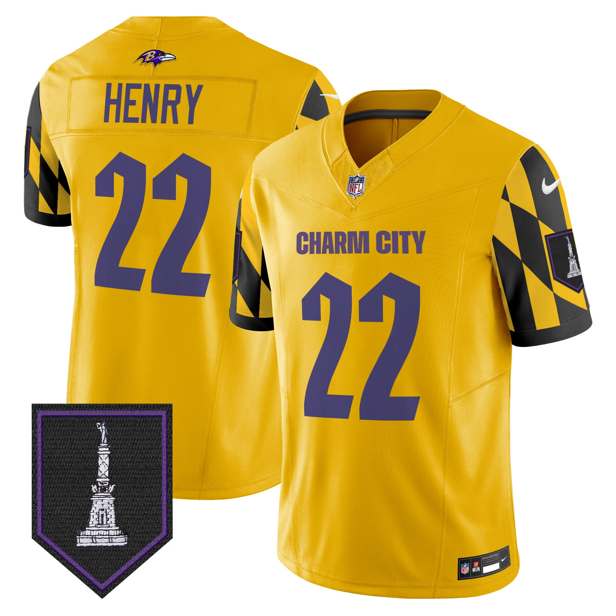 Mens Baltimore Ravens City Edition Patch Vapor Limited Jersey Derrick Henry Jersey Gold