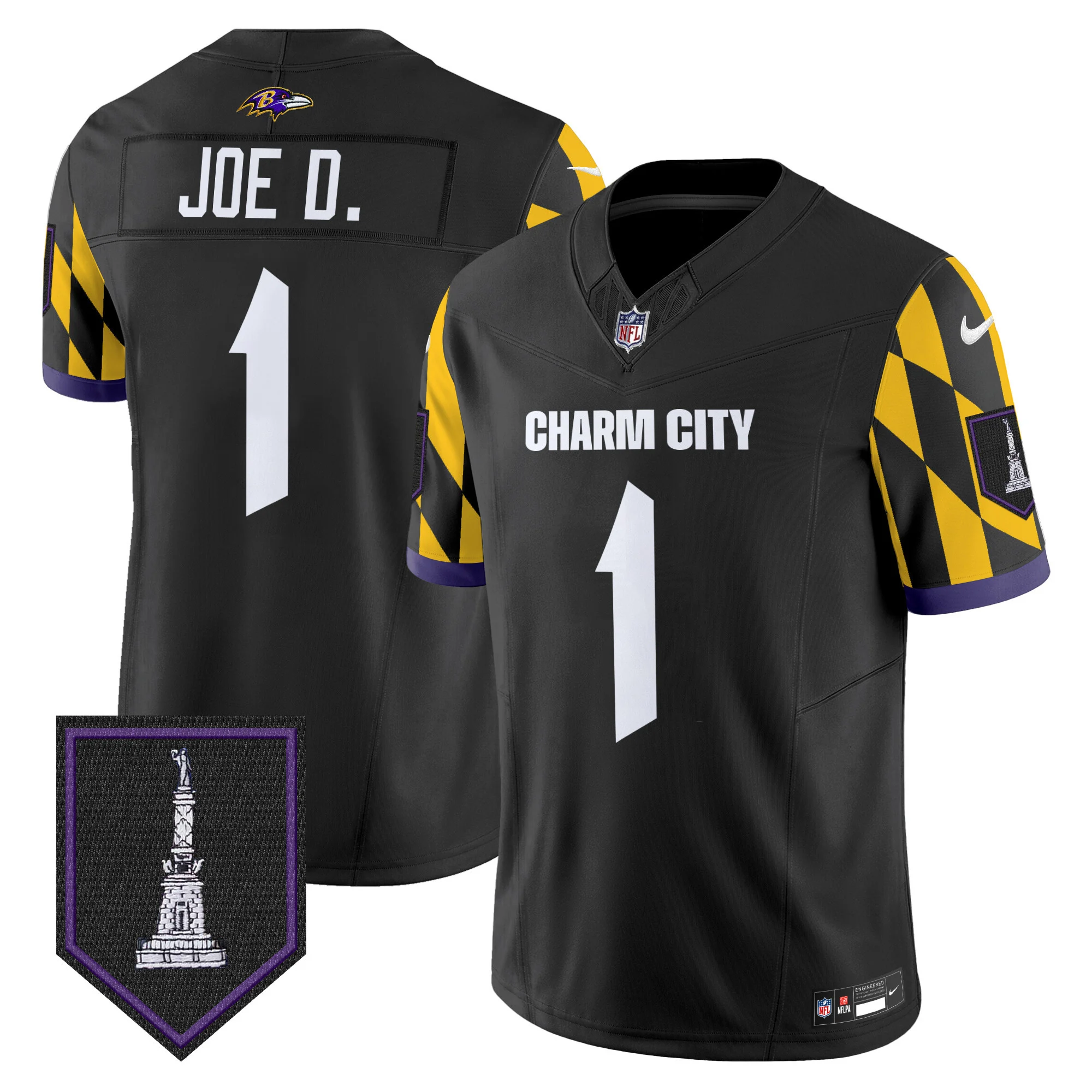 Mens Baltimore Ravens City Edition Patch Vapor Limited Jersey Joe D Jersey Black