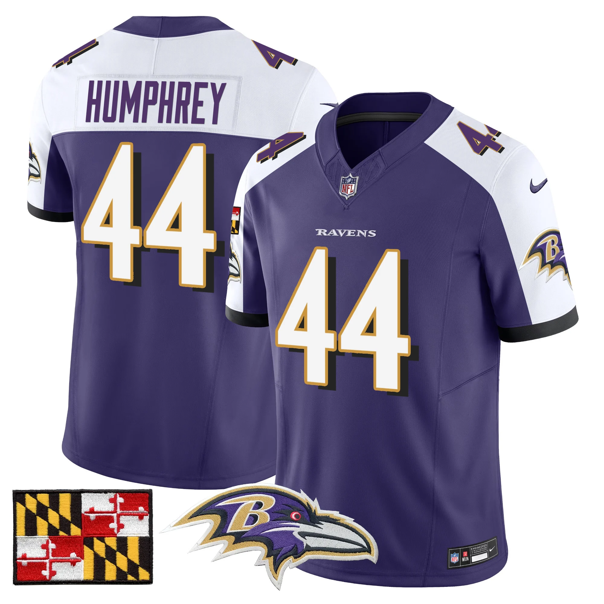 Mens Baltimore Ravens 2024 Maryland Flag Vapor Limited Jersey Maron Humphley Jersey Purple Alternate