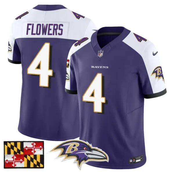 Mens Baltimore Ravens 2024 Maryland Flag Vapor Limited Jersey Zay Flowers Jersey Purple Alternate