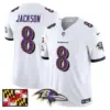 Mens Baltimore Ravens 2024 Maryland Flag Vapor Limited Jersey Lamar Jackson Jersey White