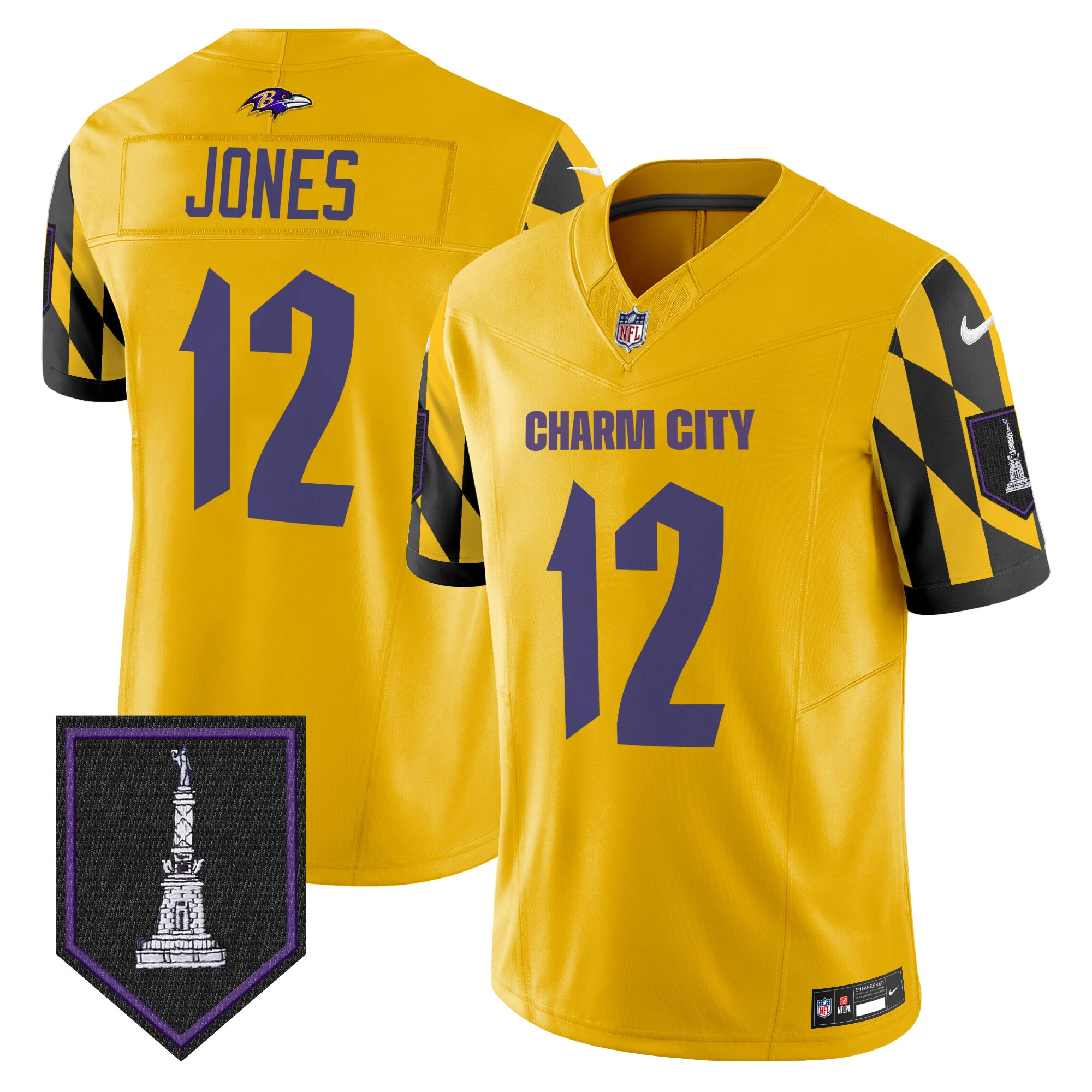 Mens Baltimore Ravens City Edition Patch Vapor Limited Jersey Jacoby Jones Jersey Gold