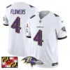 Mens Baltimore Ravens 2024 Maryland Flag Vapor Limited Jersey Zay Flowers Jersey White