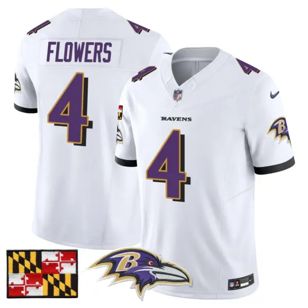 Mens Baltimore Ravens 2024 Maryland Flag Vapor Limited Jersey Zay Flowers Jersey White