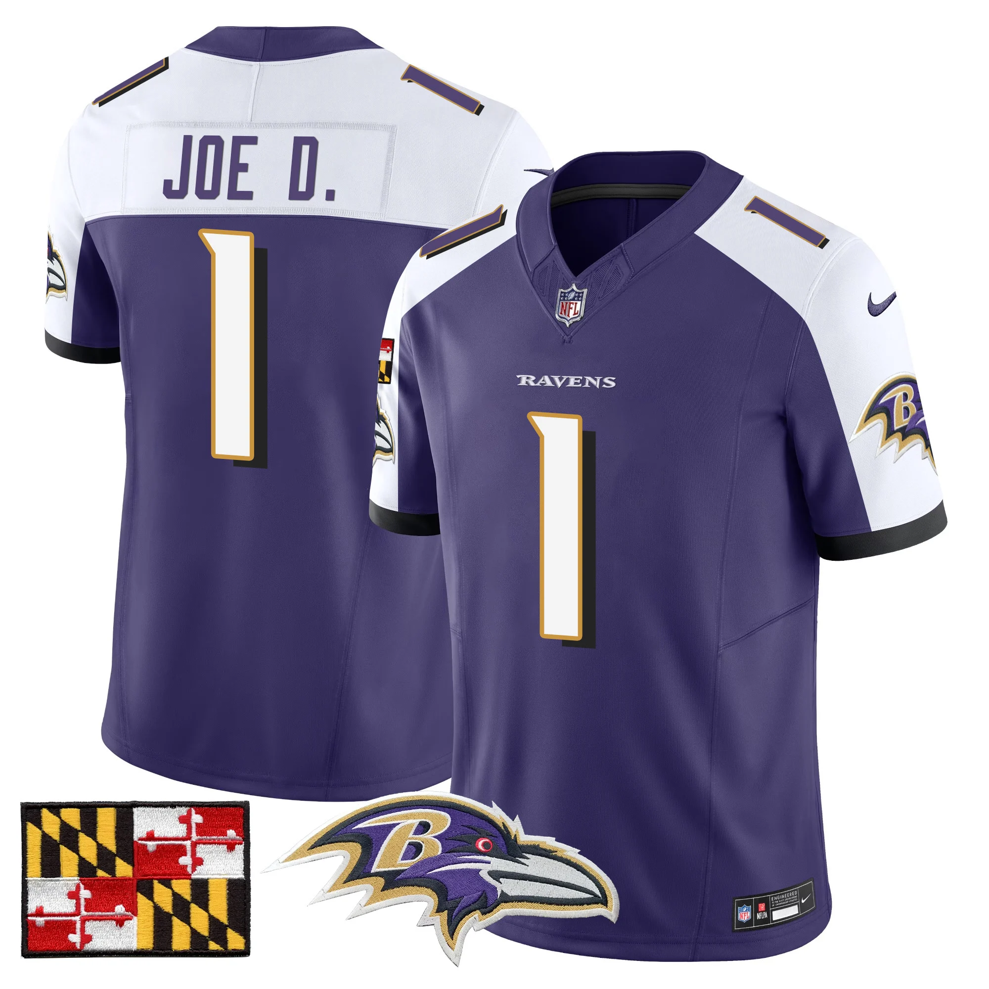 Mens Baltimore Ravens 2024 Maryland Flag Vapor Limited Jersey Joe D Jersey Purple Alternate