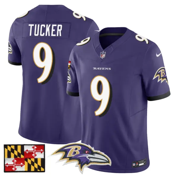 Mens Baltimore Ravens 2024 Maryland Flag Vapor Limited Jersey Justin Tucker Jersey Purple