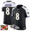 Mens Baltimore Ravens 2024 Maryland Flag Vapor Limited Jersey Lamar Jackson Jersey Black Alternate